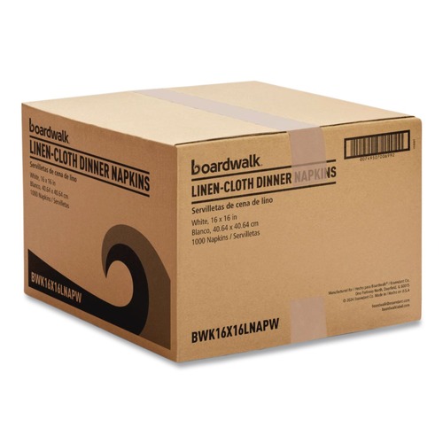 Dinner Napkins | Boardwalk 16X16LNAPW 1-Ply 16 in. x 16 in. Linen-Feel Flat Napkins (1000/Carton) image number 0