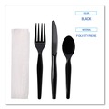 Cutlery Kits | Boardwalk BWKFKTNHWPSBLA 4-Piece Heavyweight Fork/Knife/Napkin/Teaspoon Cutlery Kit - Black (250/Carton) image number 2