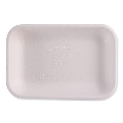 Food Containers & Lids | Eco-Products EP-SCRC12NFA WorldView Vanguard 7 in. x 4.75 in. x 1 in. 12 oz. Sugarcane Fiber Rectangular Container - White (400/Carton) image number 0