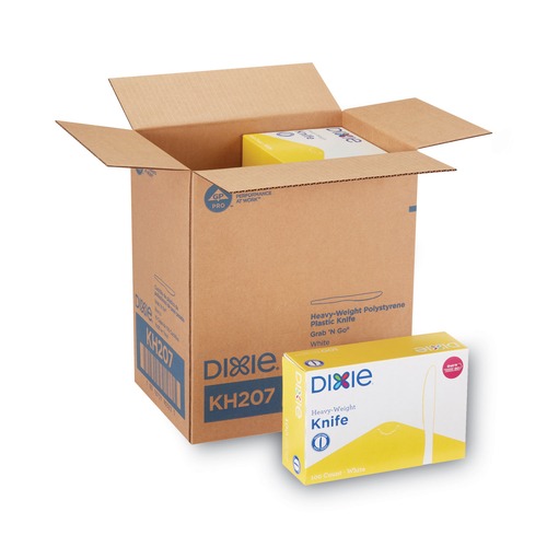 Disposable Knives | Dixie KH207 Plastic Cutlery Heavyweight Knives - White (1000/Carton) image number 0
