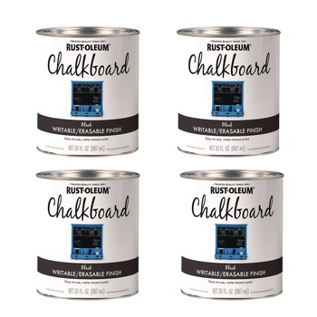 Rust-Oleum 301450 Chalkboard Paint, Matte Black, Quart Can, 4/Carton