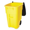 Outdoor Waste Receptacles | Rubbermaid Commercial FG9W2700YEL 50 Gallon Molded Plastic Square Brute Rollout Container - Yellow image number 3