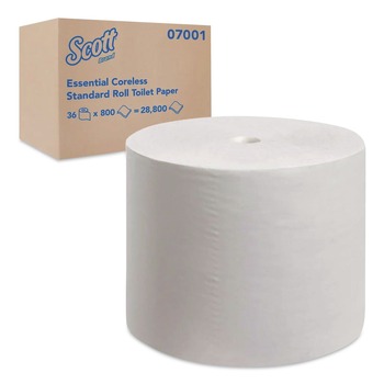Scott 07001 2-Ply Septic Safe Essential Extra Soft Coreless Standard Roll Bath Tissue - White (36/Carton)