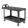 Carts | Rubbermaid Commercial FG454500BLA 25.25 in. x 54 in. x 36 in. 500 lbs. Capacity 2 Flat Shelves Heavy-Duty Plastic Utility Cart - Black image number 1