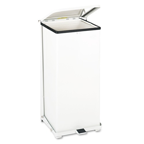 Waste Receptacles | Rubbermaid Commercial FGST24EPLWH 13 gal. Defenders Heavy-Duty Steel Step Can - White image number 0