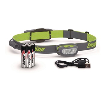 Energizer ENY38A42P Rechargeable Lithium-Ion Pro Series Multi-Color Hybrid Headlamp with 4 AAA Batteries - Gray/Green