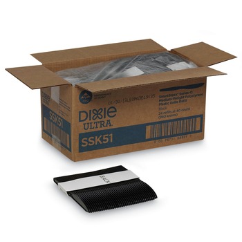 Dixie SSK51 SmartStock Series-O 7 in. Mediumweight Plastic Cutlery Knives Refill - Black (40/Pack, 24 Packs/Carton)