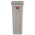 Indoor Waste Receptacles | Rubbermaid Commercial FG354060BEIG 23 Gallon Rectangular Plastic Slim Jim Receptacle with Venting Channels - Beige image number 1