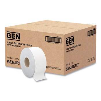 TOILET TISSUES | GEN B5001 JRT 2-Ply 3.25 in. x 720 ft. Bath Tissue - White, Jumbo (12/Carton)