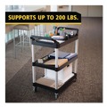 Carts | Rubbermaid Commercial FG342488BLA 18-5/8 in. x 33-5/8 in. x 37-3/4 in. Three-Shelf Economy Plastic Cart - Black image number 9