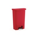 Indoor Waste Receptacles | Rubbermaid Commercial 1883564 Streamline 8-Gallon Front Step Style Resin Step-On Container - Red image number 2