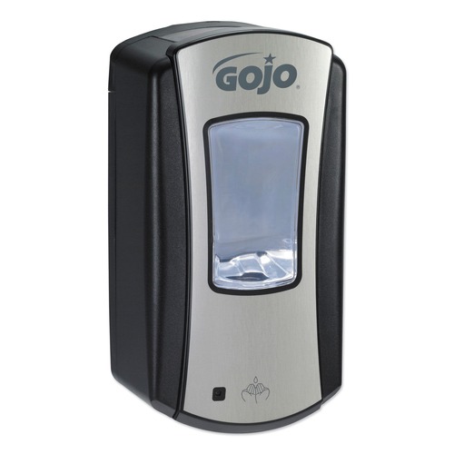 Soap Dispensers | GOJO Industries 1919-04 Ltx-12 Touch-Free Dispenser, 1200ml, 5 1/4 X 3 1/3 X 10 1/2,brushed Chrome/black image number 0