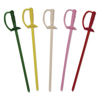AmerCareRoyal RPP RP147 3.25 in. Plastic Sword Picks - Assorted Colors (10000/Carton)