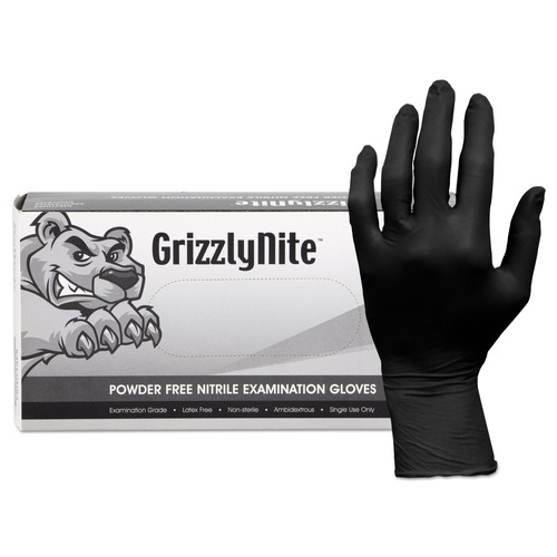 Janitorial Disposable & Single Use Gloves | HOSPECO GL-N105FX ProWorks GrizzlyNite Nitrile Gloves - X-Large Black (1000/Carton) image number 0