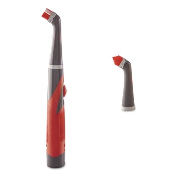 BRUSHES | Rubbermaid 2057486 Reveal Power Scrubber Red/White Nylon Bristles 1.73-in Brush Red Plastic Handle