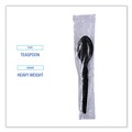 Disposable Spoons | Boardwalk BWKTSHWPSBIW Heavyweight Wrapped Polystyrene Teaspoon Cutlery - Black (1000/Carton) image number 6