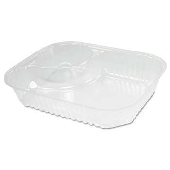 Dart C68NT2 ClearPac 6.2 in. x 6.2 in. x 1.6 in. 3.3 oz. 2-Compartments Plastic Nacho Tray - Large Clear (500/Carton)