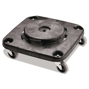 DOLLIES | Rubbermaid Commercial FG353000BLA BRUTE Square 300 lbs. Capacity Trash Can Dolly - Black