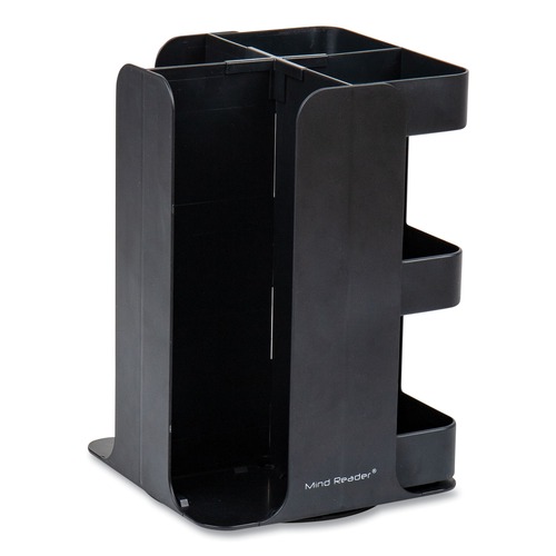 Perforated Roll & Hand Towels | Mind Reader CUPOSPIN-BLK 8 in. x 8 in. x 12 in. 8-Compartment Anchor Collection Coffee Cup, Lid, and Condiment Carousel Countertop Organizer - Black image number 0