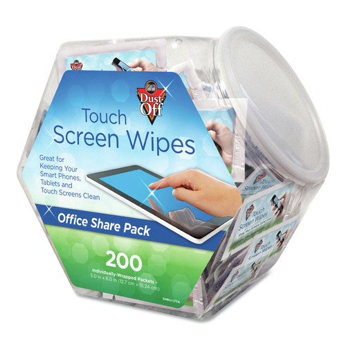 Cleaning Cloths & Wipes | Dust-Off DMHJ 1 Jar, 200 Individual 5 in. x 7-3/4 in. Touch Screen Wipe Packets image number 0