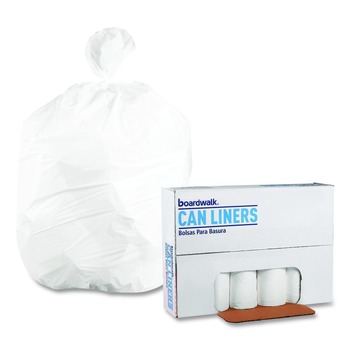 Boardwalk H7658HWKR01 38 in. x 58 in. 60 gal. Low-Density Waste Can Liners - White (100/Carton)