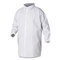 Clothing Protection | Ansell 35620 A20 Breathable Hook and Loop Closure/Elastic Wrists/No Pockets Particle Protection Lab Coat - Large, White (30/Carton) image number 0