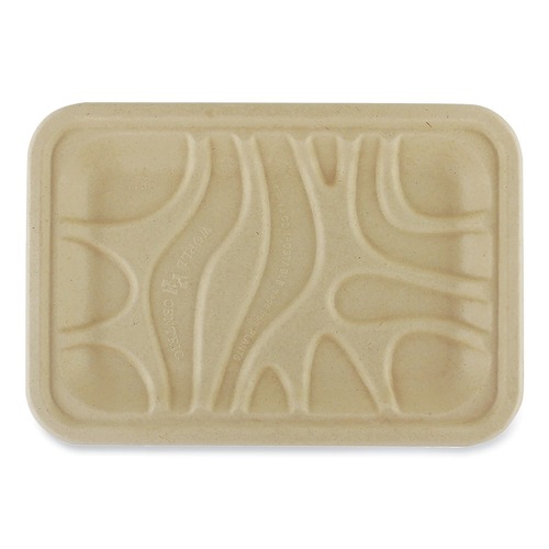 Food Trays & Liners | World Centric TR-SC-2S-LFS 5.7 in. x 8.2 in. x 0.6 in. Paper Fiber Trays - Natural (500/Carton) image number 0