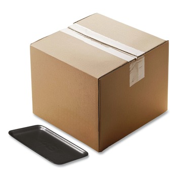 Pactiv Corp. 51P902S 8.38 in. x 5.88 in. x 0.69 in. No. 2 Foam Supermarket Tray - Black (500/Carton)