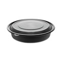 Food Storage Containers & Lids | Pactiv Corp. 0CN80948CSTC EarthChoice MealMaster 48 oz. 10.13 in. Diameter x 2.13 in. Height 1 Compartment Plastic Container with Lid - Black/Clear image number 3