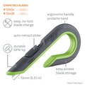 Knives & Multi-Purpose Tools | slice 10503 1.29 in. Carbon Steel Blade 7 in. Nylon Handle Replaceable Double Sided Box Cutters - Gray/Green image number 1