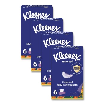 Kleenex 54317 Ultra Soft 3-Ply Facial Tissue - White (4/Carton)