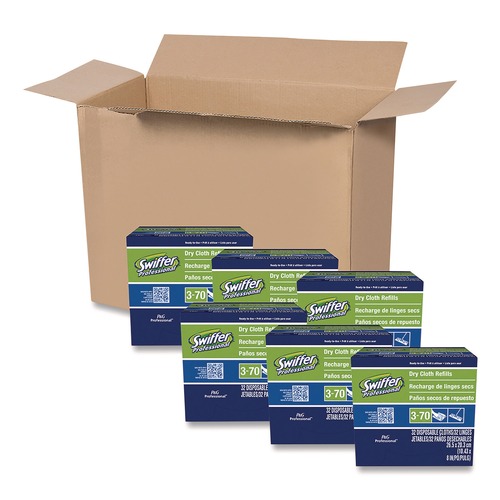Floor Dusters & Accessories | Swiffer 33407CT 10-5/8 in. x 8 in. Dry Refill Cloths - White (32/Box, 6 Boxes/Carton) image number 0