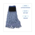 Mop Heads | Boardwalk BWK902BL Loop-End Mop Head with Scrub Pad - Medium, Blue (12/Carton) image number 3