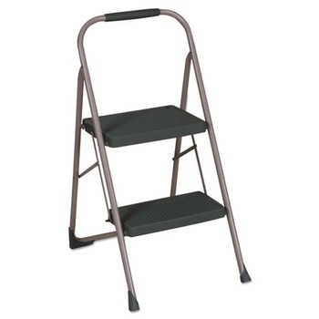 Cosco 11308PBL1E 20.5 in. Working Height 22 in. Spread 200 lbs. Capacity 2-Step Big Step Folding Stool - Black/Gray