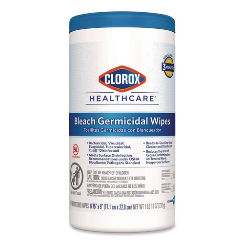 Cleaning Cloths & Wipes | Clorox Healthcare 35309 6.75 in. x 9 in. 1-Ply Bleach Germicidal Wipes - White Unscented image number 0