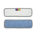 Mop Heads | Boardwalk BWKMFM185BCFDZ 18 in. x 5 in. Hook and Loop Back Split Microfiber Mop Head - Blue (1 Dozen) image number 1