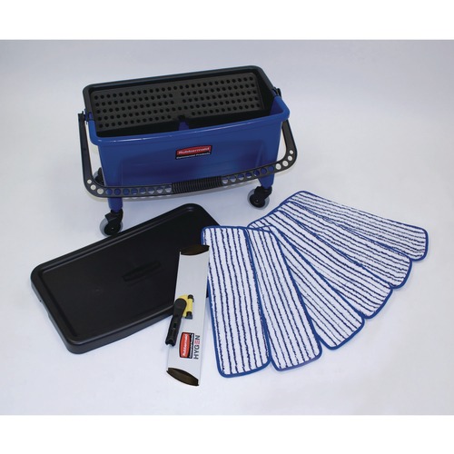 Finish Mops & Applicators | Rubbermaid Commercial FGQ050000000 27 Gallon Microfiber Floor Finishing System - Blue/Black/White image number 0