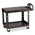 Carts | Rubbermaid Commercial FG452500BLA 25.25 in. x 44 in. x 38.13 in. 500 lbs. Capacity 2 Flat Shelves Plastic Utility Cart - Black image number 0