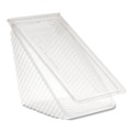 Food Containers & Lids | Pactiv Corp. Y11334 3.25 in. x 6.5 in. x 3 in. Plastic Hinged Lid Sandwich Container - Clear (85/Pack, 3 Packs/Carton) image number 1