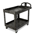 Carts | Rubbermaid Commercial FG452088BLA 25.9 in. x 45.2 in. x 32.2 in. 500 lbs. Capacity 2 Lipped Shelves Heavy-Duty Plastic Utility Cart - Black image number 1