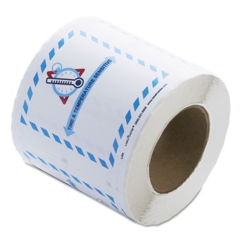LabelMaster L450 5.5 in. x 5 in. Self-Adhesive Shipping and Handling Time and Temperature Labels - White/Blue/Red/Gray (1/Roll)