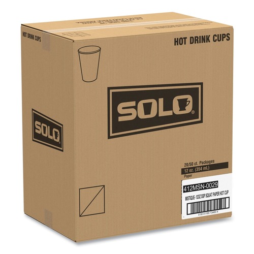 Cups | SOLO 412MSN-0029 12 oz. Printed Mistique Polycoated Hot Paper Cups - Brown (1000/Carton) image number 0