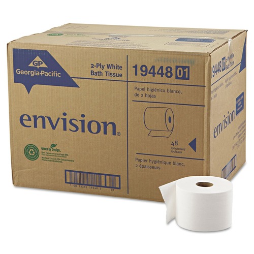 Toilet Tissues | Georgia Pacific Professional 19448/01 2-Ply Pacific Blue Basic High-Capacity Septic Safe Bathroom Tissue - White (48 Rolls/Carton) image number 0