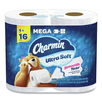 DUSTING WIPES | Charmin 08806PK 2-Ply Septic Safe Ultra Soft Bathroom Tissue - White (4/Pack)
