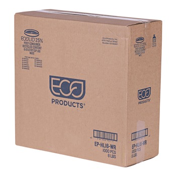 CUP LIDS | Eco-Products EP-HL16-WR Ecolid 25% Recy Content Hot Cup Lid fits 10 - 20 oz. - White (1000/Carton)