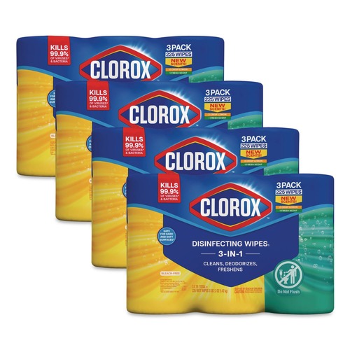 Cleaning Cloths & Wipes | Clorox 30208 7 in. x 8 in. 1-Ply Bleach Free Cleaning Disinfecting Wipes - White Fresh Scent/Citrus Blend (4 Packs/Carton) image number 0