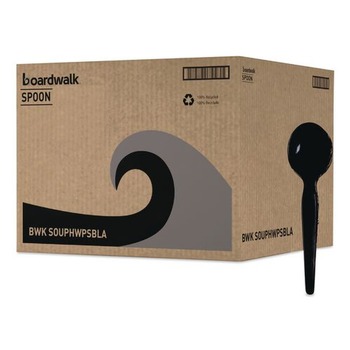 Boardwalk BWKSOUPHWPSBLA Heavyweight Polystyrene Soup Spoons - Black (1000/Carton)