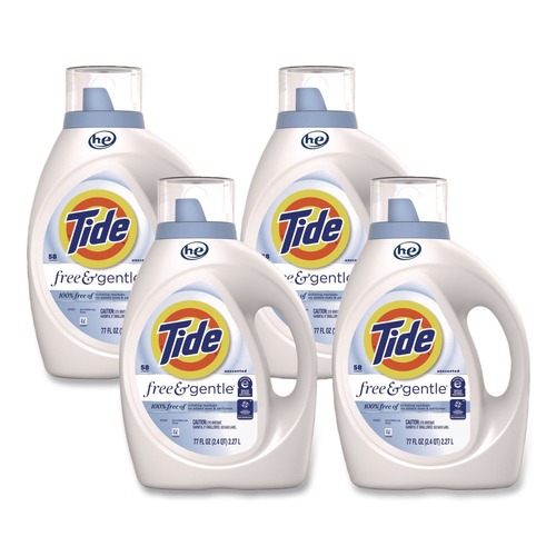 Laundry Detergents | Tide 41829 Free and Gentle 84 oz HE Compatible Liquid Laundry Detergent (4/Carton) image number 0
