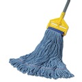 Mop Heads | Boardwalk BWK504BL 5 in. Super Loop Cotton/Synthetic Fiber Wet Mop Head - X-Large, Blue (12/Carton) image number 2