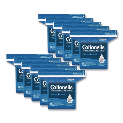 Hand Sanitizing Wipes | Cottonelle 41777 5 in. x 7.25 in. 1-Ply Fresh Care Flushable Cleansing Cloths - White (8/Carton) image number 0